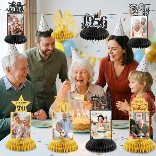 8 Pcs 70th Birthday Decoration for Women Table Honeycomb 70 Years Decor - Image 5