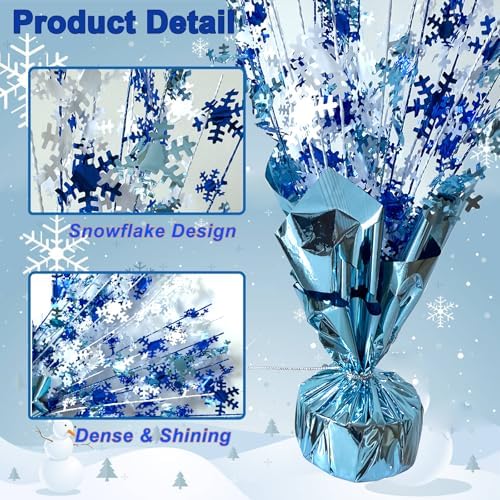 FUBININA 6 Pack Winter Wonderland Snowflake Table Decoration Metallic Blue White Glitter Foil Spray Tabletop Centerpieces for Winter Christmas Xmas Frozen Birthday Wedding Baby Party Supplies Decor - Image 4