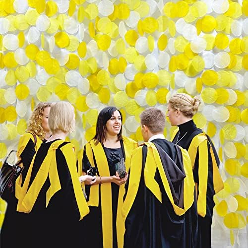 205 Ft Yellow White Party Decorations Gradient Yellow Big Circle Dots Backdrop Streamer Ombre Yellow Tissue Paper Polka Dot Hanging Garland for Birthday Bee Sunflower Lemon Party Supplies - Image 4