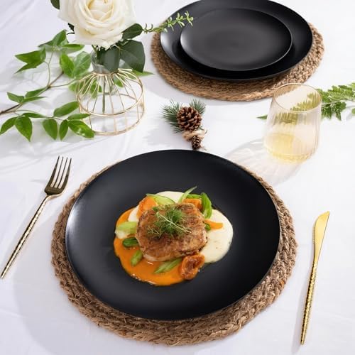 ejonirinjonir 80pcs 10.25in Heavy-Duty Black Plastic Plates for Dinner - Image 6