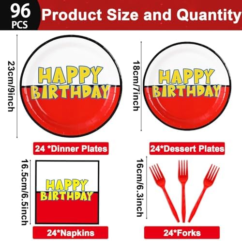 96PCS Cartoon Ball Birthday Plates and Napkins Cartoons Animation Party Supplies Cartoon Animation Disposable Dinnerware Set for Boy Girl Kids Birthday Party Decoration Serve 24 - Image 2
