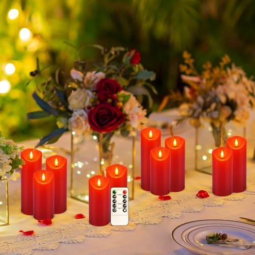24-Pack Red Flameless LED Candles with Remote - Realistic Flickering Battery - Operated Pillar Candles forValentine's Day, Home Decor, Weddings, Parties. - Image 5