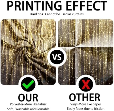 6x6 FT Black Gold Bokeh Glitter Photo Backdrop Golden Streamer Flash Kids Birthday New Year Wedding Anniversary Prom Party Banner Decoration Shiny Photography Background Polyester - Image 4