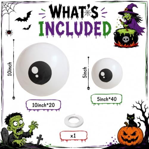 Halloween Eyeball Balloons, 60Pcs Eye Balls Latex Balloon for Party Decor - Image 2