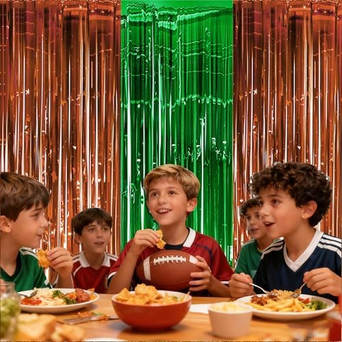 Football Party Decorations for Super Game Bowl 2027 - Green Brown Tinsel Streamers Backdrop Banner | Football Party Favors Supplies Indoor Outdoor - Game Day Birthday Party Accessories for Wall Door - Image 6
