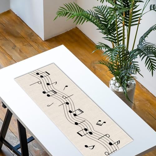 Vintage Music Sheets Dining Table Runner, Retro Musical Notes Staff - Image 4