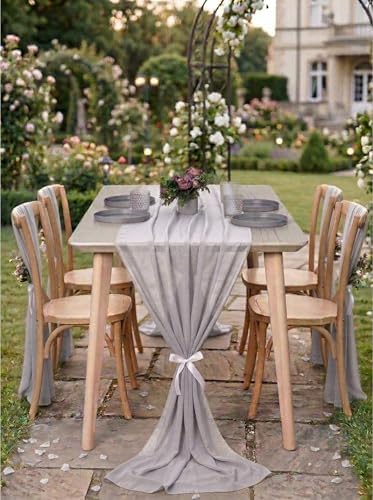 Pack of 20 Chiffon Table Runners 29 x 120 Inch, 14FT Long - Cool Grey - Image 4
