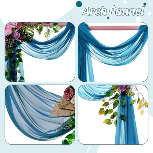 Pack of 2 Wedding Arch Drape Panel Fabric 30" x 20ft - Dark Teal - Image 5