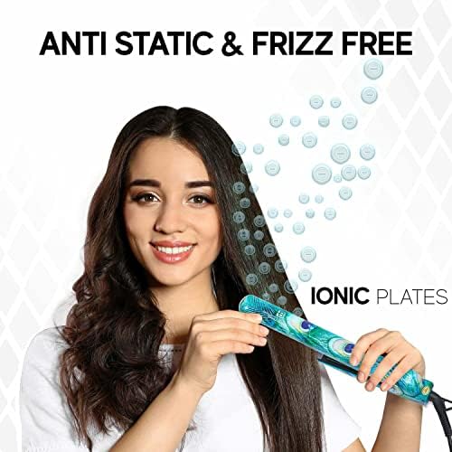 Brilliance New York - 1.25" Smooth Pro Ceramic Iron, Straightens & Curls w/Adjust. Temp, Features Negative Ions & FIR Technology, Dual Voltage, Peacock - Image 3