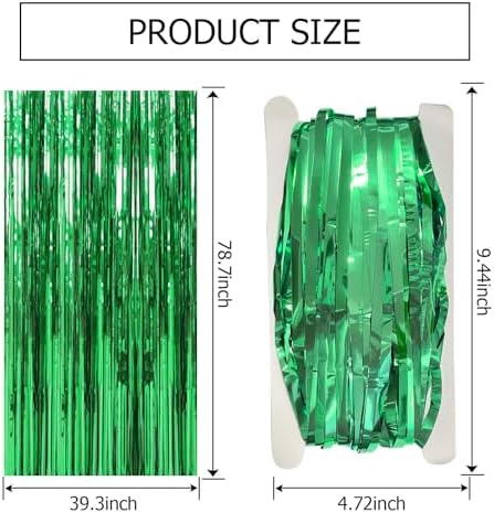 2 Pack Green Streamers Backdrop Jungle Party Decorations Foil Fringe Backdrop Curtains Photo Booth Backdrop for Birthday Dinosaur Animal St Patrick's Day Football Christmas Party Decorations - Image 7
