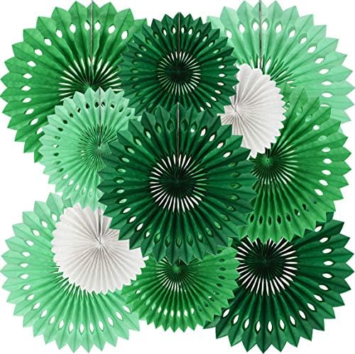 BEISHIDA Honeycomb Round Paper Fans Green White Hanging Party Decoration by Beishida
