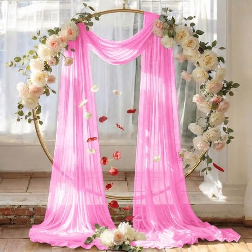 Pack of 2 Wedding Arch Drape Panel Fabric 30" x 20ft - Bubblegum Pink - Image 6