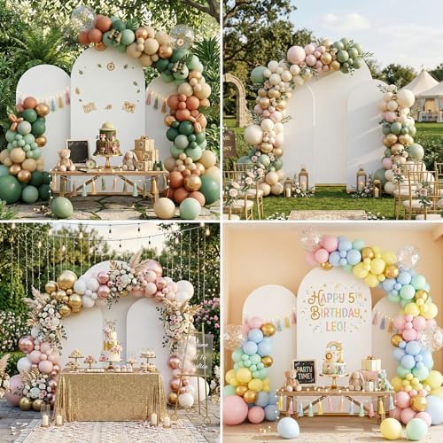 Arch Backdrop Stand with Cover Set, 7.2FT,6.6FT,6FT Gold Metal Wedding Arch for Ceremony, Heavy Duty Balloon Arch Stand with White Spandex Cover for Birthday Party, Baby Shower, Graduation - Image 2