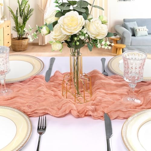 6 Pack 10Ft Peach Cheesecloth Table Runner 23 x 120 Inch - Image 4