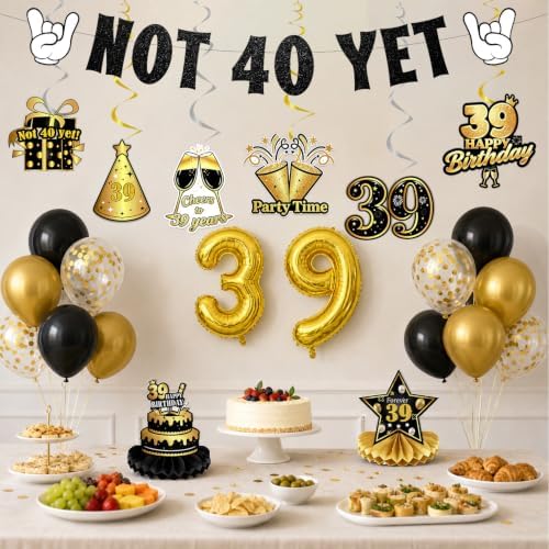 39 Birthday Decorations for Men Women Not 40 yet Balloons Kit 33PCS - Image 4