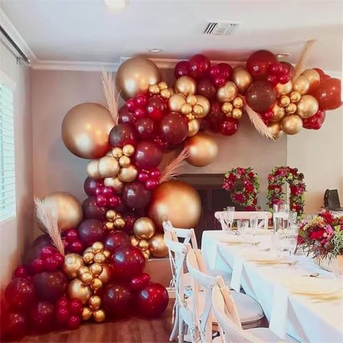 PartyWoo Red and Gold Balloon Arch Kit 140pcs Different Sizes - Image 6