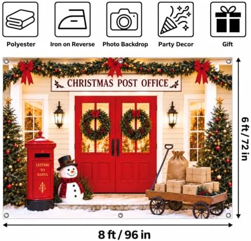 Christmas Backdrop, Post Office Winter Photography Background, 8x6ft - Image 4