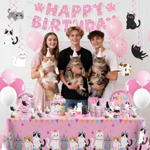 363pcs Cat Birthday Decorations for Cat Fans Serves 50 - Image 7