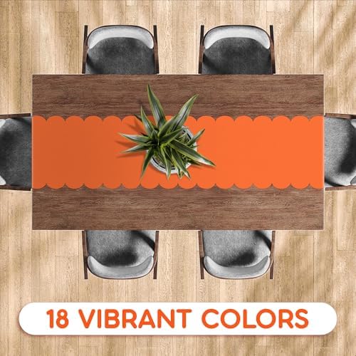Orange Scallop Table Runner, Disposable Plastic, 5 Pack, 14x108in - Image 4