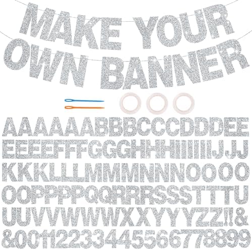 BEISHIDA Glitter Silver 116 PCS A-Z DIY Letter Custom Banner Party Decor by Beishida