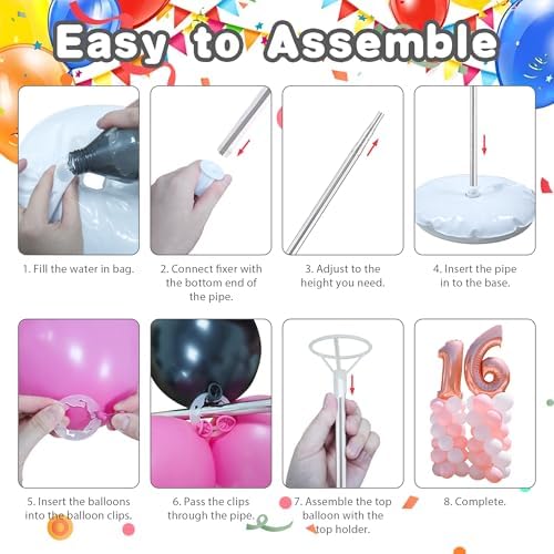 Balloon Stand, Balloon Arch Stand, 7 Feet Balloon Arch Kit of 2, Adjustable Metal Balloon Column Stand for Birthday Party, Wedding, Baby Shower, Graduation Decorations - Image 3