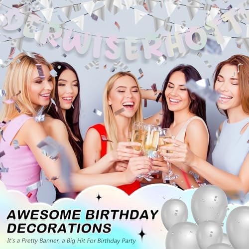 Fulmoon Older Wiser Hotter Banner Birthday sign,Iridescent - Image 5