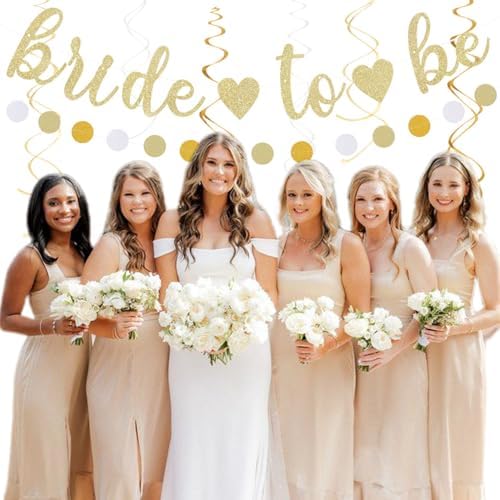 Champagne Gold White Bridal-Shower Party-Decorations - 31pcs Bride to Be Banner,Boho Neutral Bachelorette Paper Lanterns,Wedding Streamers Garland,Tissue Pom Poms Flower Fan Decor Supplies Burgleda - Image 7