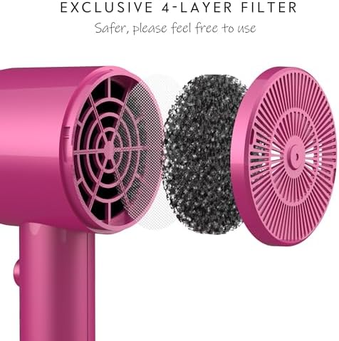 AINA Diffuser Hair Dryer Full-Featured Blow Dryer 110V/1600W(Neon Pink) - Image 2