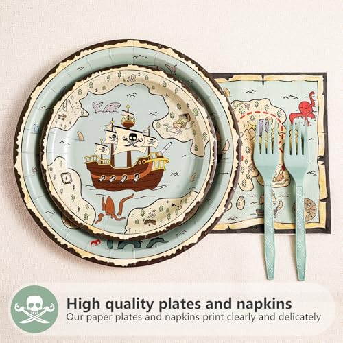 Grencian 96Pcs Pirate Party Decorations for Kids, Serve 24 - Image 3