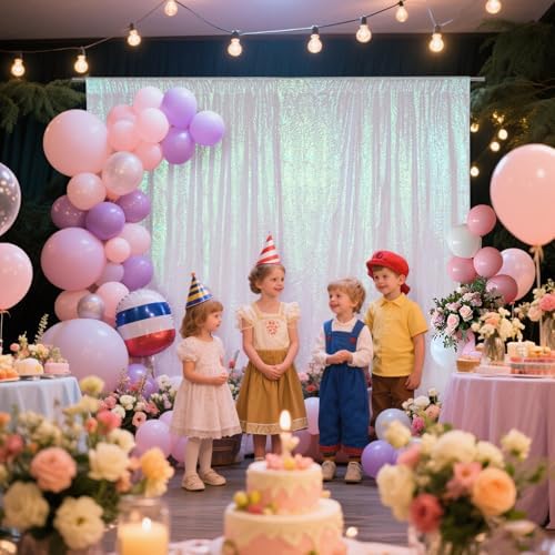 SquarePie 8x8ft Iridescent Sequin Backdrop, High Density Non-Transparent Glitter Curtain for Photography, Birthday, Wedding Party Decorations, Thick Solid Background with 4" Rod Pocket, 1 Panel - Image 2