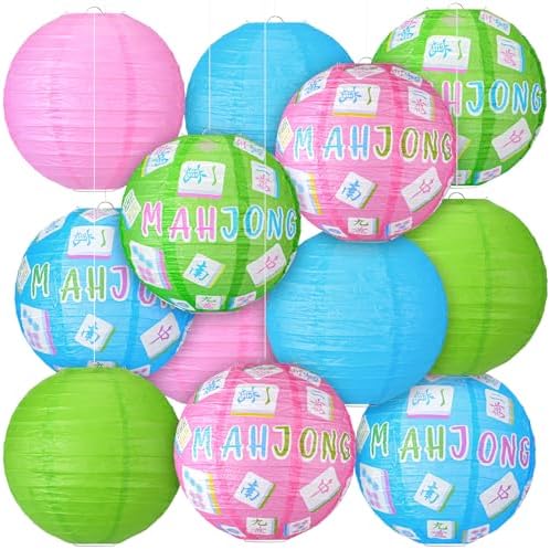 Panelee 12 Pcs Mahjong Party Decorations Mahj Theme Hanging Paper Lanterns by Panelee