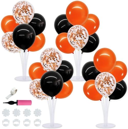 TONIFUL 4 Set Black Orange Balloons Stand Balloon Centerpiece for Table by TONIFUL