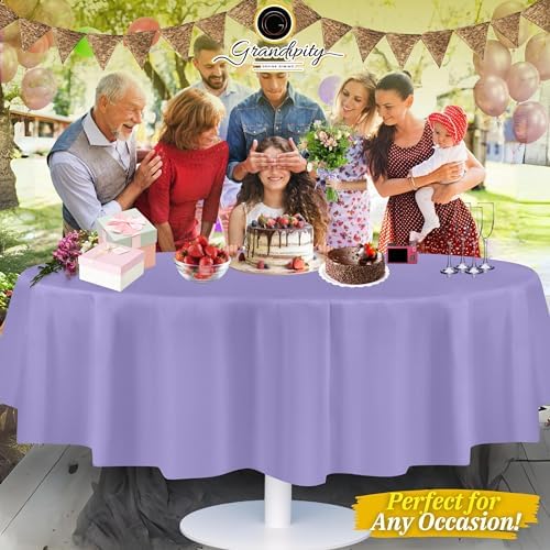 Grandipity Plastic Table Cloth Disposable 12 Pack 84" Round Lavender - Image 6