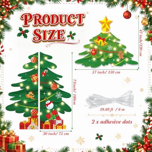 Peryiter 3 Pcs Christmas Door Decorations Giant Xmas Tree Porch Banner - Image 2