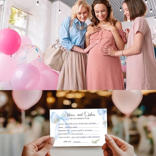 50Pcs Blue Bow Baby Shower Advice Cards,Game Cards for Baby Shower Decor - Image 5