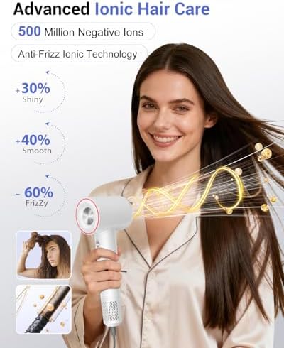 High Speed Hair Dryer,150000 RPM Brushless Motor Professional Blow Dryer for Fast Drying,500M Negative Ions Ionic with Magnetic Blow Air Nozzle,Control Quiet Noise, Lightweight for Travel - Image 3