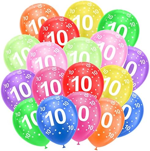 Ainiv 10th Birthday Balloons 18PCS, 12inch Numbers Printed Latex Balloons by Ainiv