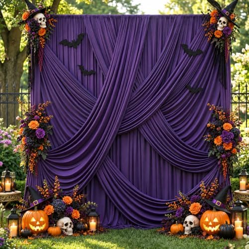 50x12 ft Deep Purple Backdrop Curtains for Weddings, Birthdays and Photos by PartyVillage