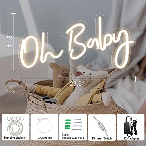 DIVATLA Oh Baby Sign for Backdrop - Oh Baby Neon Sign Shower Decorations, Gender Reveal, Led Sign for Backdrop & Wall Decor, Photo Prop, Gif for New Parents, Warm White - Image 2