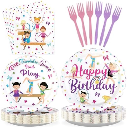 96Pcs Gymnastics Birthday Party Decoration for Girls Gymnastic, Serves 24 by Greencian