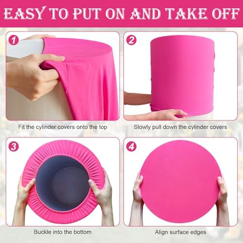 SaitiMade Set of 5 - Fuchsia Cylinder Pedestal Stand Covers - Image 5