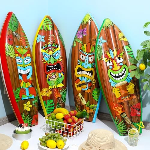 JellyArch 4 Pcs Tiki Inflatable Surf Board 36 Inch Tiki Party Decorations - Image 2