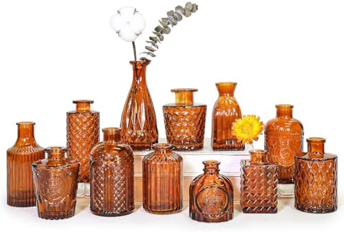 SUPMIND Glass Bud Vases Set of 12, Small Dark Brown Flower Vases in Bulk by SUPMIND