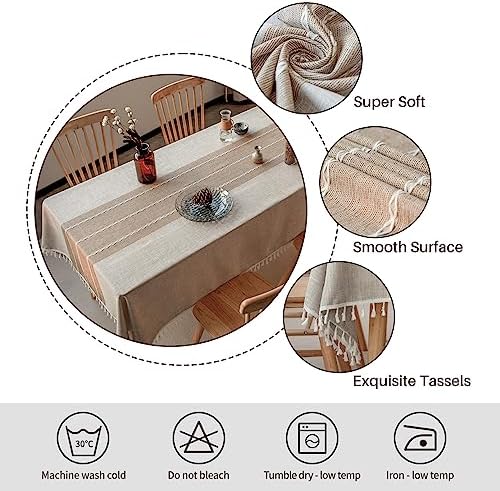 Deep Dream Tablecloths, Waterproof Table Cloth, Linens Wrinkle Free Anti-Fading, Rustic Table Cover Decoration for Kitchen Dinning Party (Rectangle/Oblong,55''x120'',10-12 Seats, Light Coffee) - Image 5