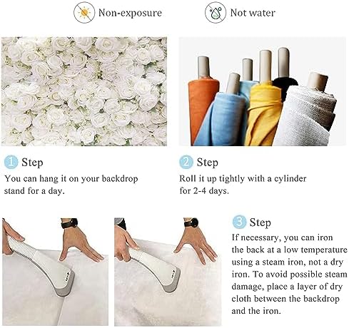 7x5FT Flower Wall Backdrop White Rose Floral Photography Background Girls Birthday Party Wedding Bridal Shower Party Decorations Portrait Photoshoot Banner Photo Booth Props - Image 7