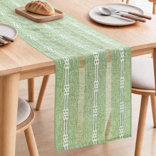 Rustic Linen Farmhouse Table Runner, Woven Boho Table Runner 13" × 72" by WeavingComfortHome