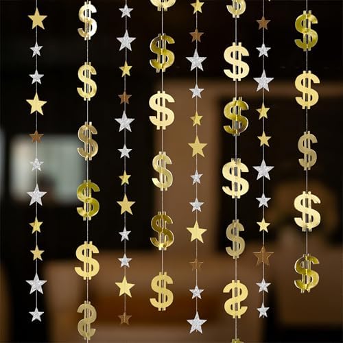 Cheerland Dollar Party Decorations Money Garland Currency $ Sign Hanging Streamer for Birthday Retirement Finance Office Vegas Theme Casino Night Gambling Success Tax Decor Graduation Party Supplies by Cheerland