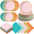 Zhehao 150 Pcs Coral Paper Plates Napkins Serves 50 by Zhehao
