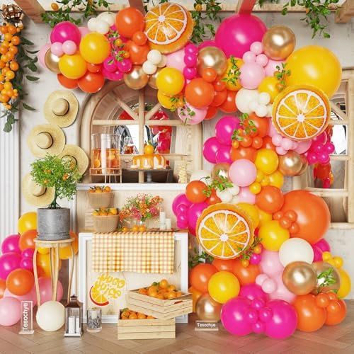 Tesochye Pink and Orange Balloon Arch Kit,Sunset Party Decorations by Tesochye