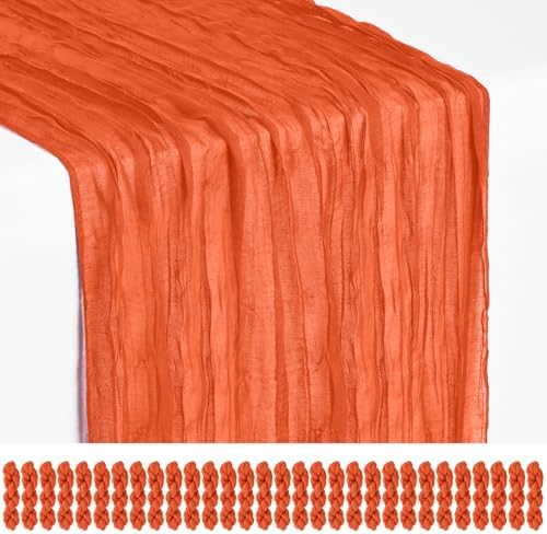 30 Pack Orange Cheesecloth Table Runner 17x108 Inches Boho Home Decor by Showgeous